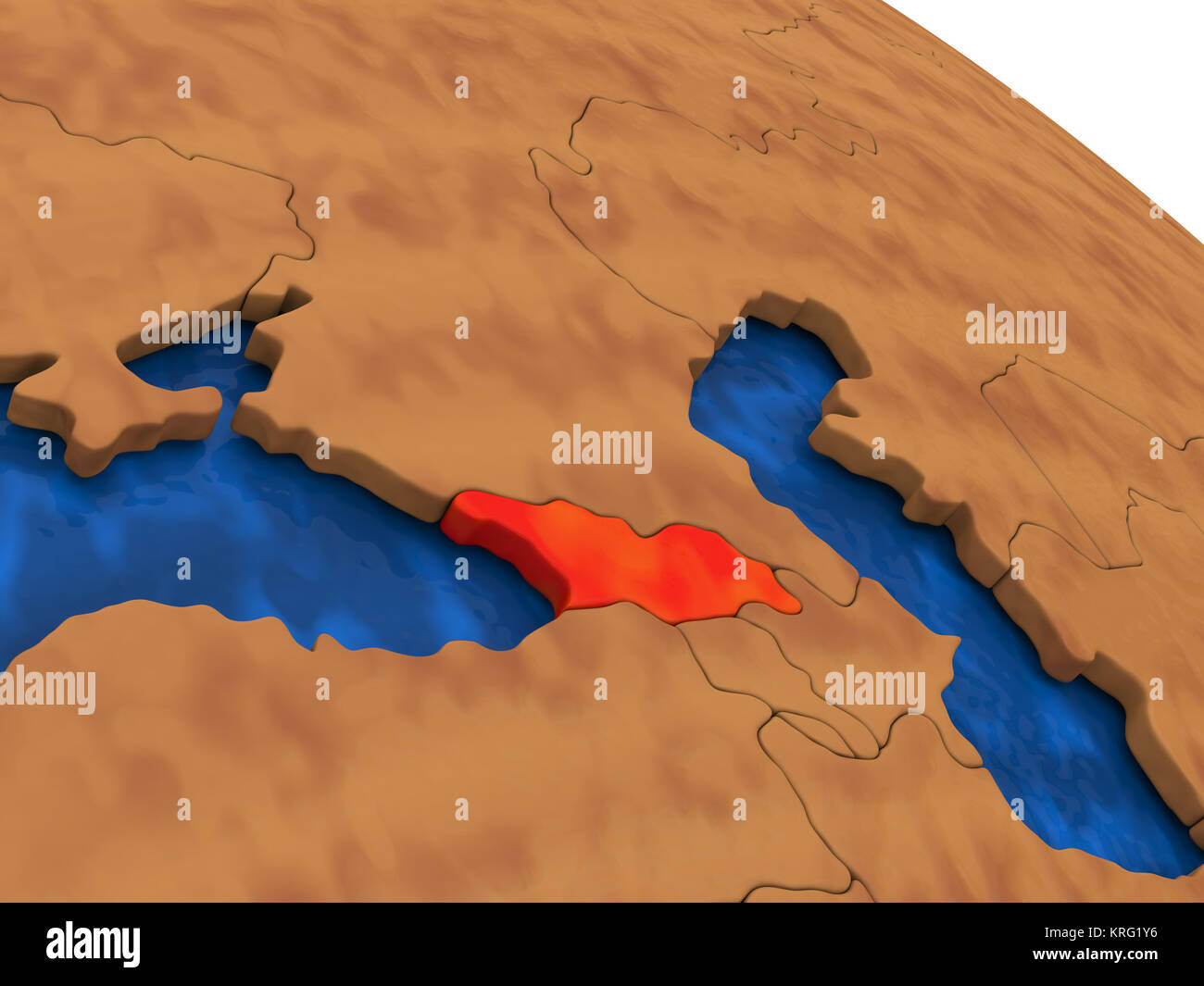 Georgien auf Holz Globus Stockfoto