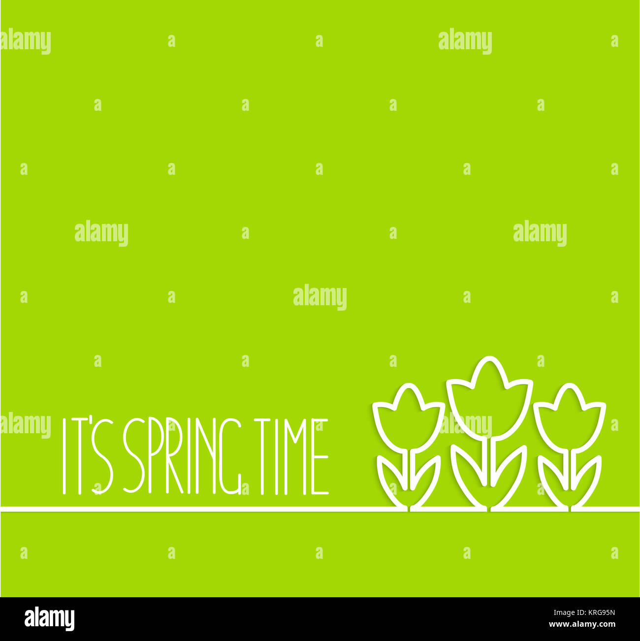 Frühling Karte auf grünem Hintergrund. Stockfoto