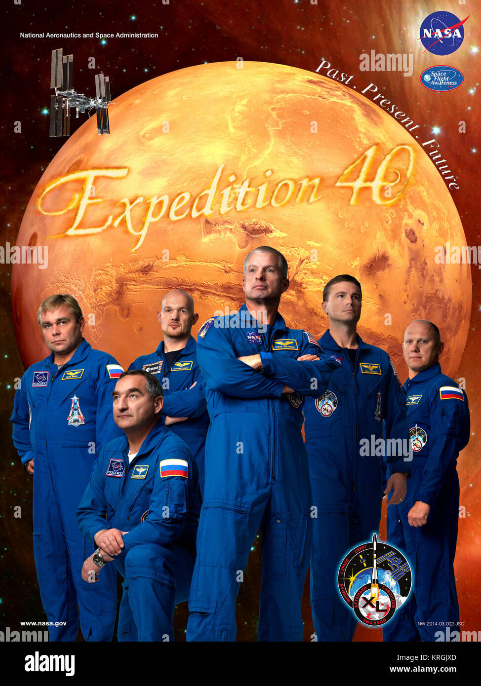 Expedition 40 Crew poster'' Vergangenheit. Vorhanden. Zukunft ''Expedition 40 crew Poster Stockfoto