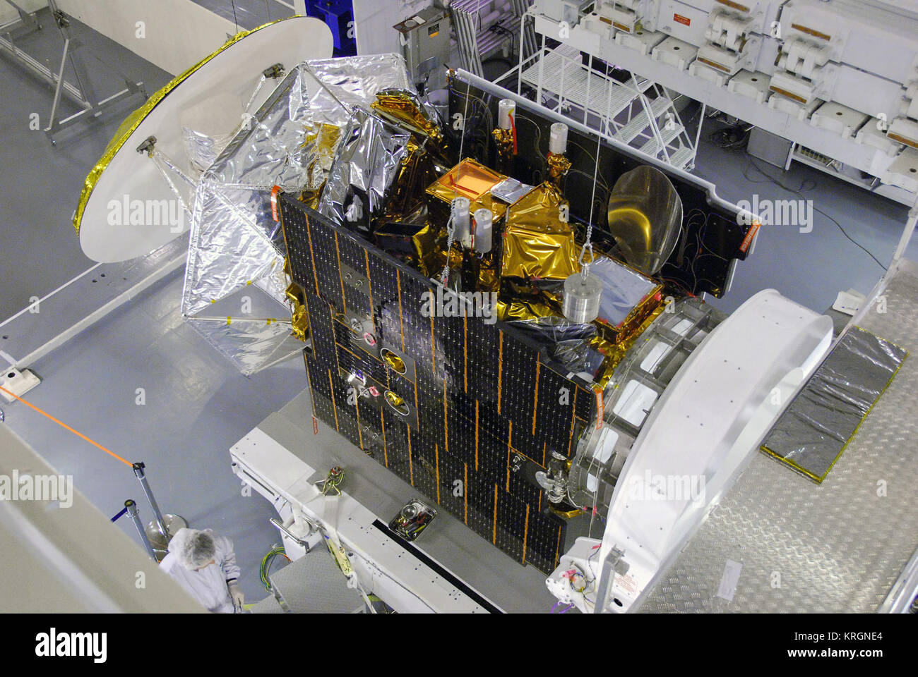 Vorbereitung Wassermann für den Test der zweiten solar array Stockfoto