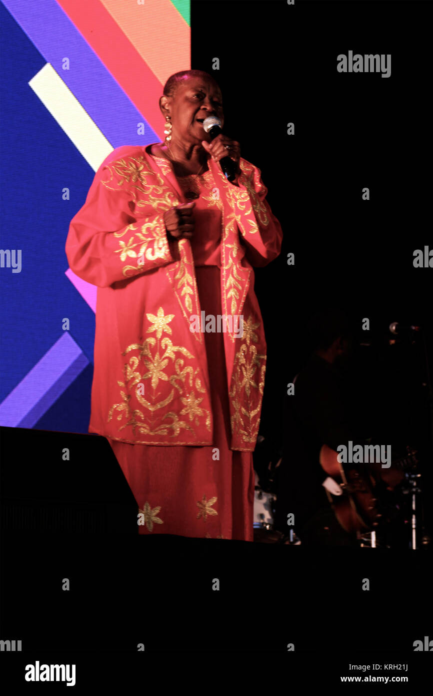 Trinidad und Tobago calypso Singer, Calypso Rose, auf Glasgow Green