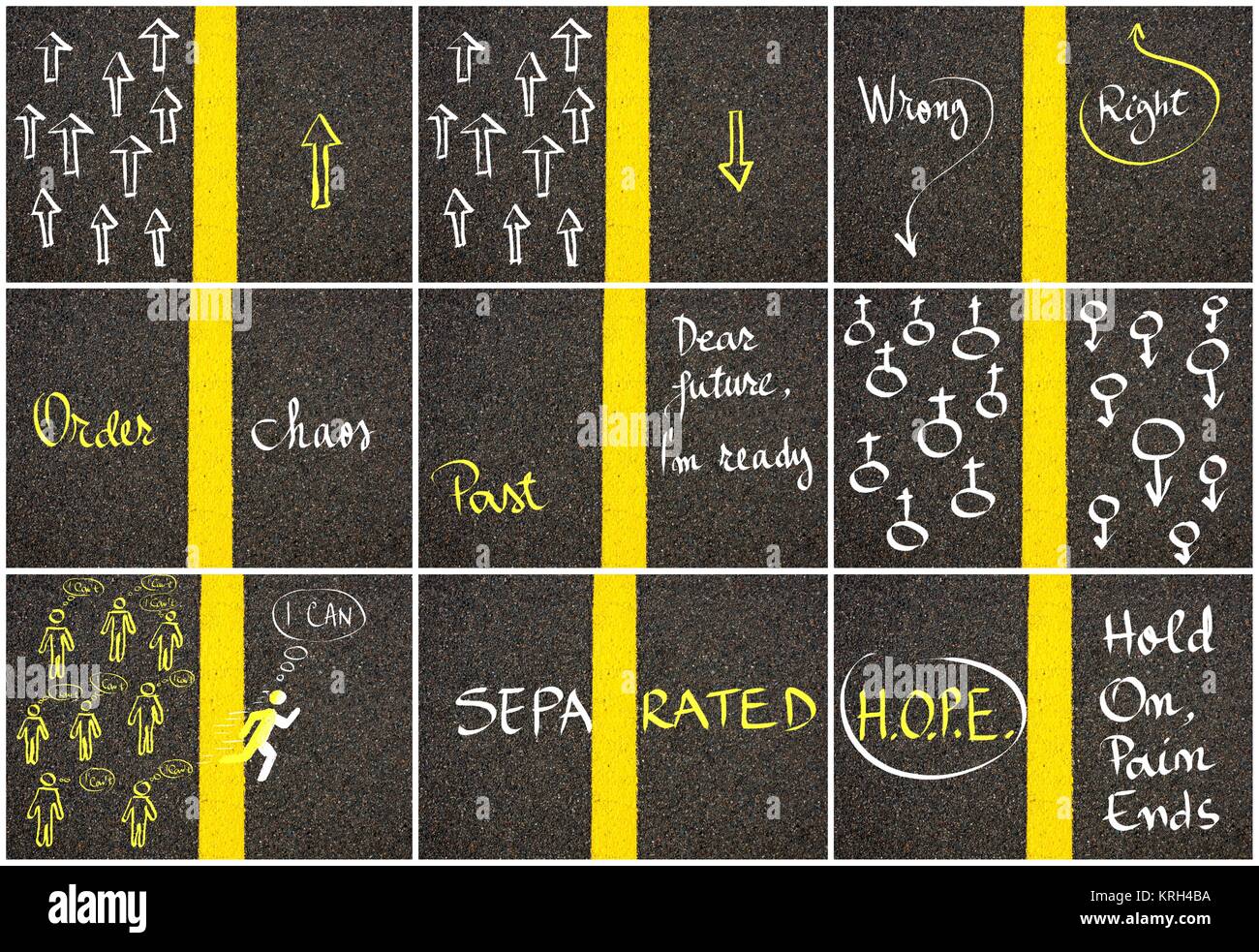 Konzept Bilder über Straßenmarkierungen gelb Farbe trennlinie Stockfoto