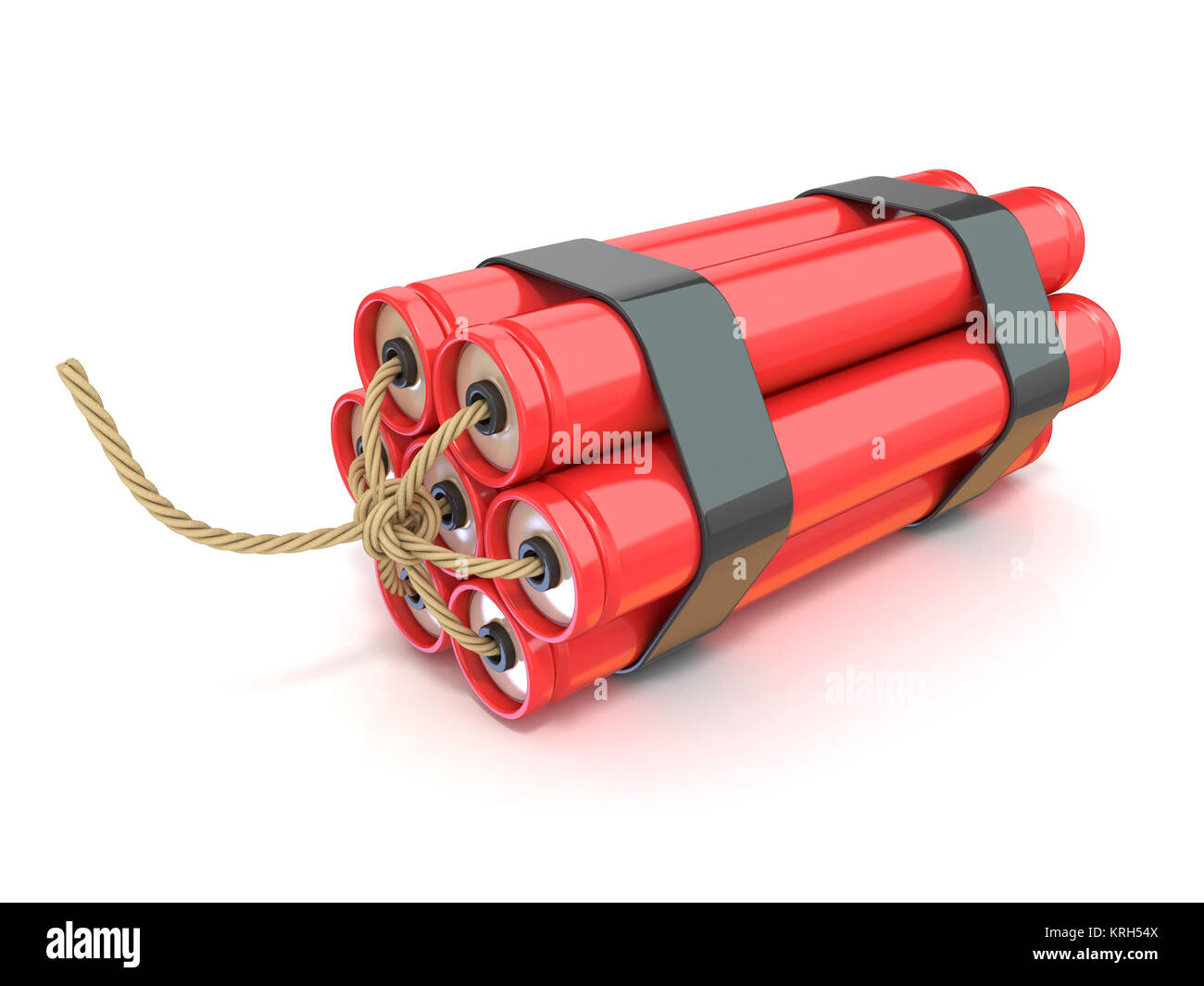 Red Dynamite Sticks - TNT mit Docht. 3D Stockfoto