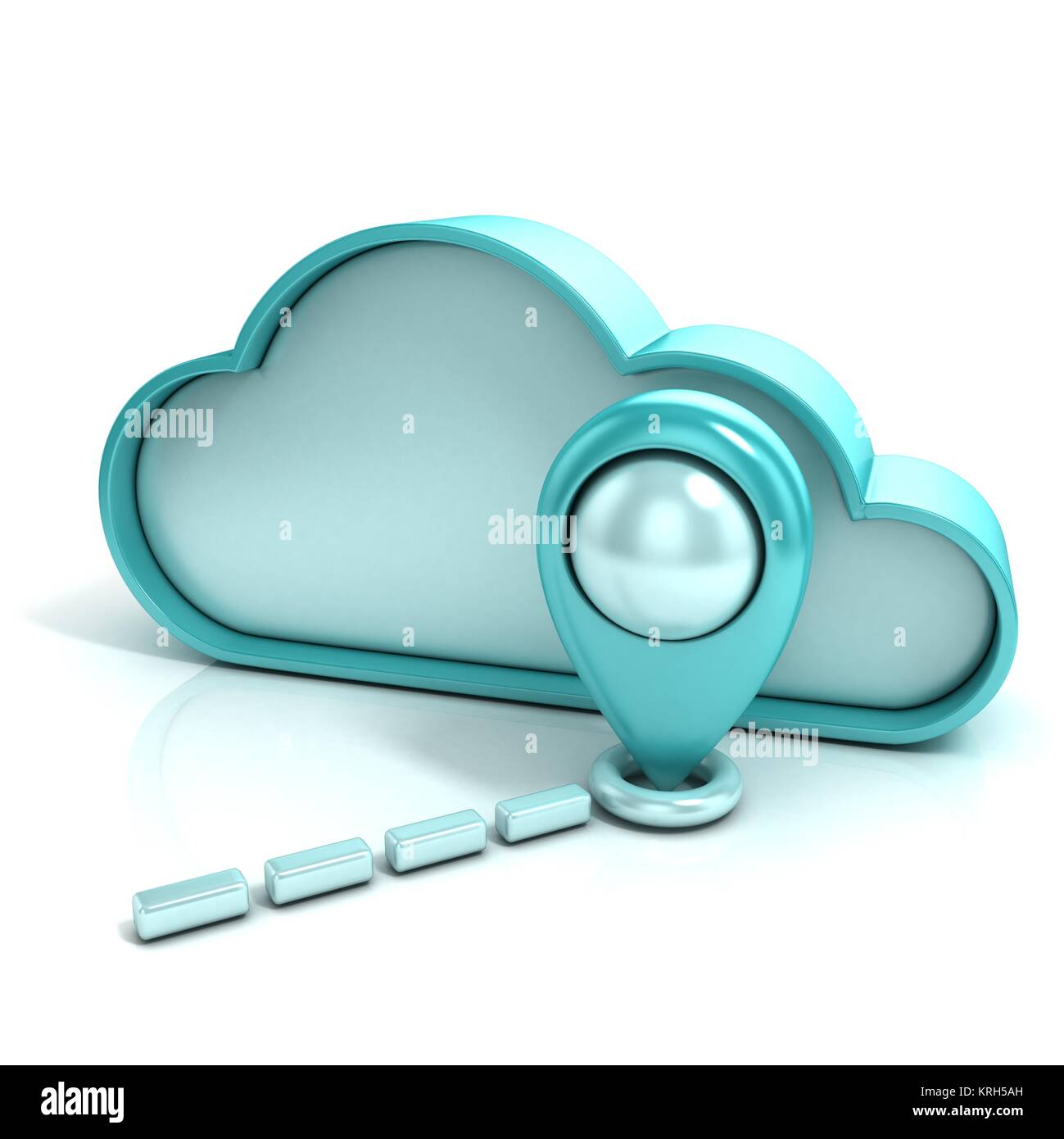 Mit Kartenzeiger Cloud. Lieblingsorte. 3D Stockfoto