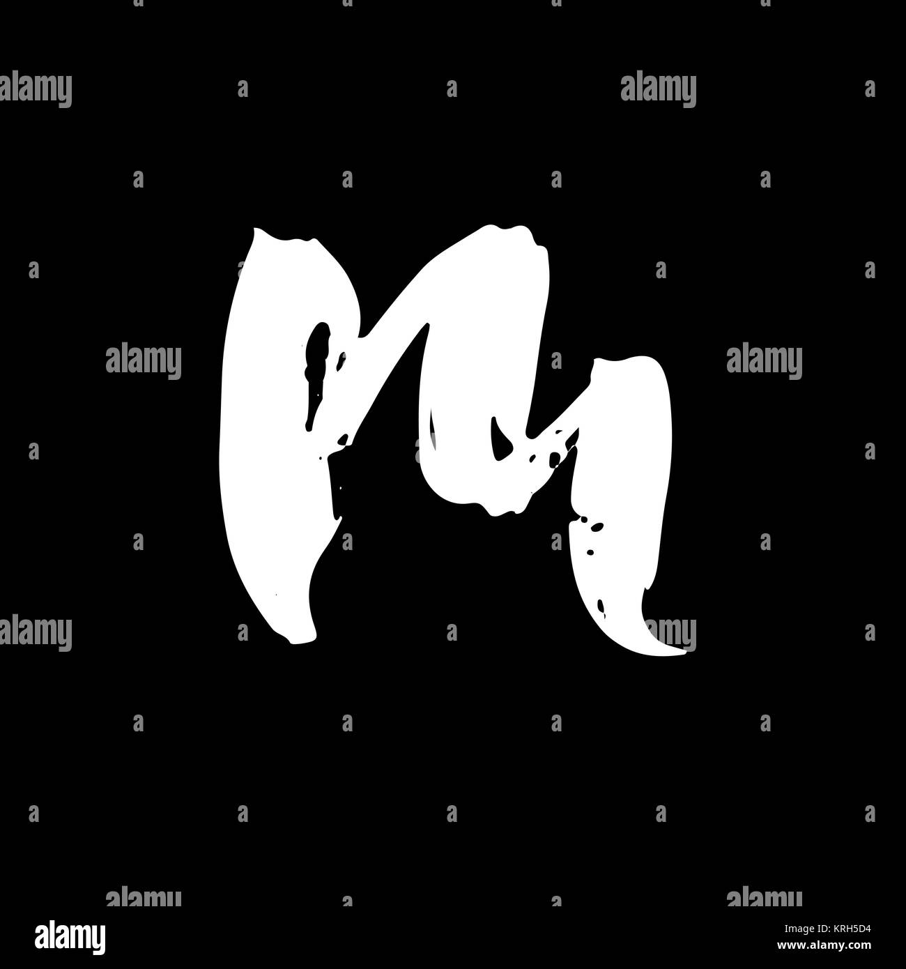 Brief M. Handwritten von trockenen Pinsel. Grobe Striche Schriftart. Vektor-Illustration. Grunge-Stil-Alphabet. Stock Vektor