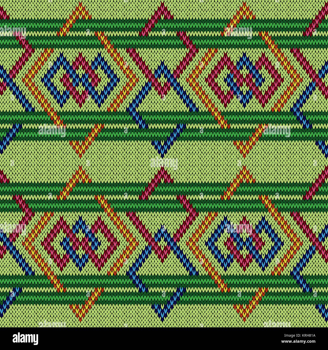 Gestrickte verzierten Geometrische interlaced Nahtlose multicolor vector Pattern als Stoff Textur Stock Vektor