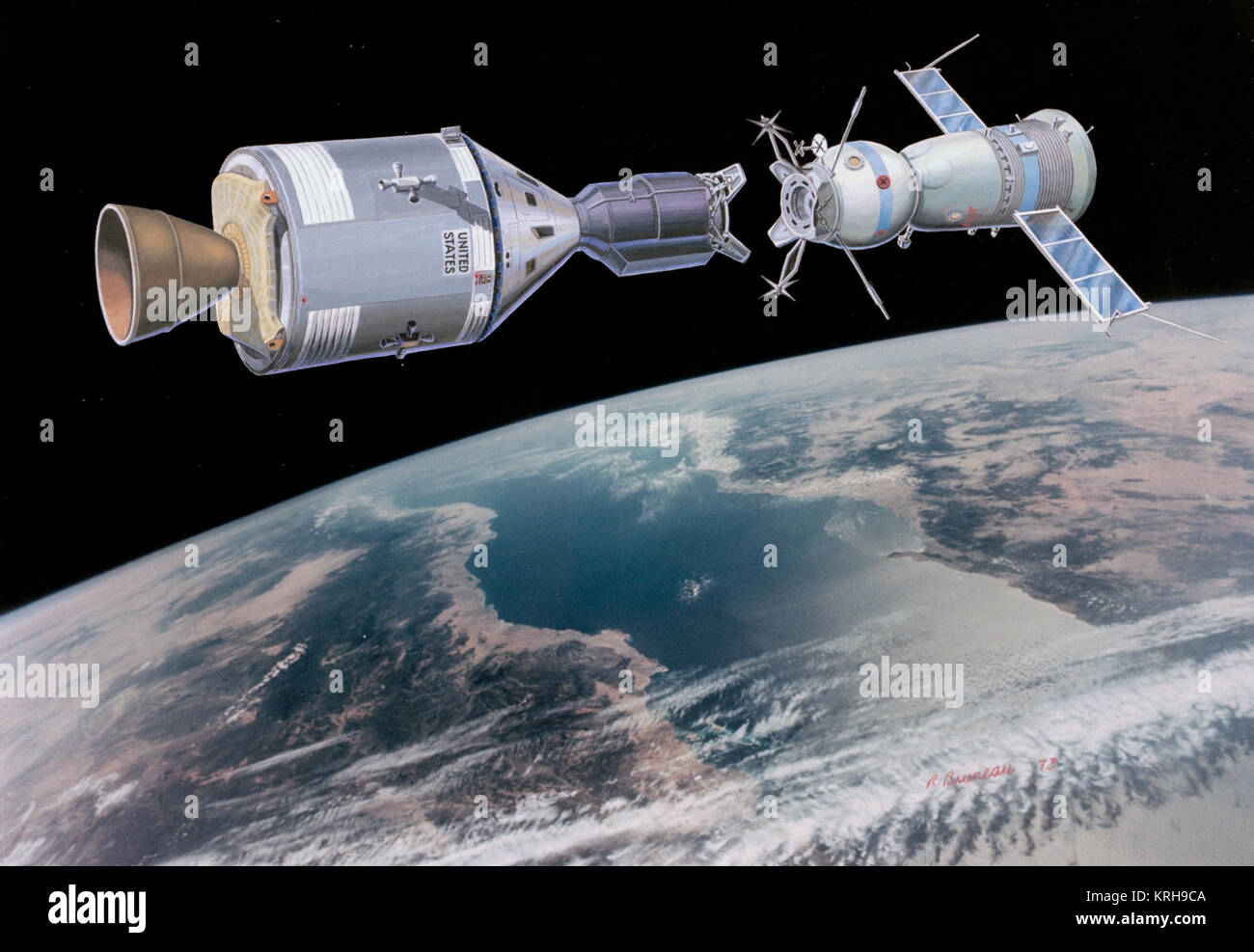 Apollo-Soyuz - Test-Program - Künstler - Rendering uncropped Stockfoto