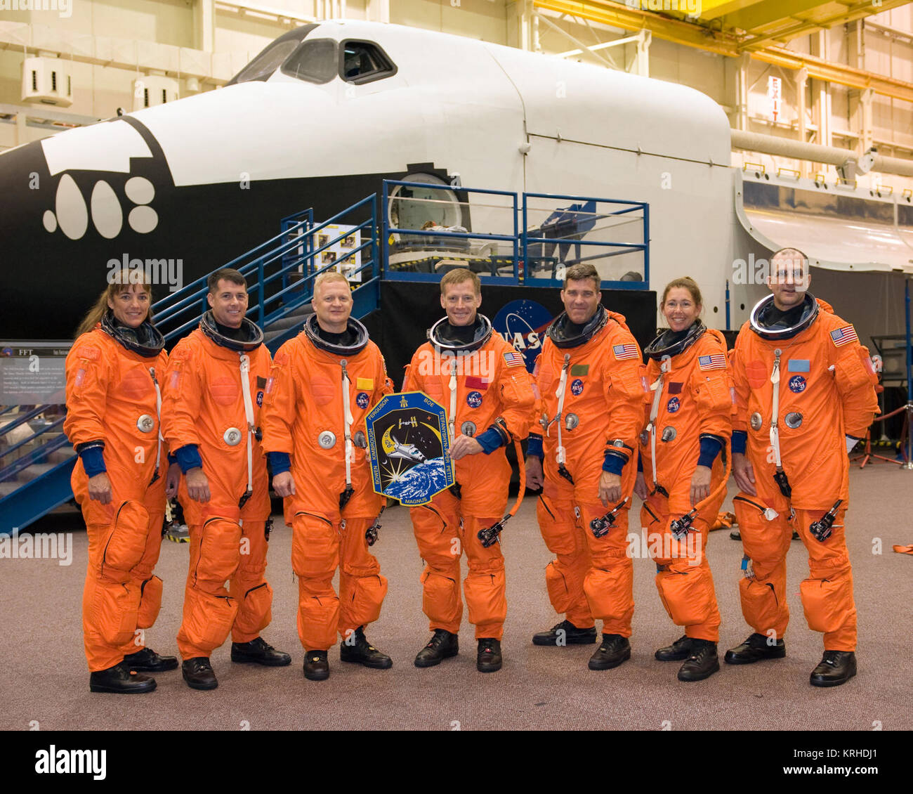 STS-126 Preflight AUSBILDUNG IN/EG, Gebäude 9 NW FFT-STS-126 Crew Stockfoto