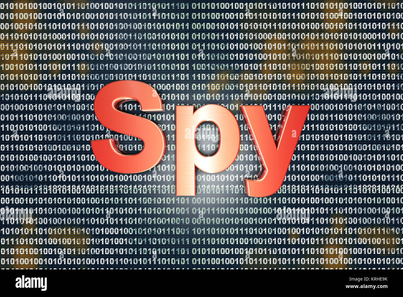 Digital Spion im Internet. Typografie vor digitalen Code. Stockfoto
