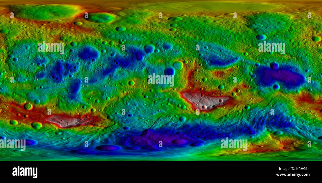 Vesta Topographie Karte - NASA-Pia 17037 Stockfoto