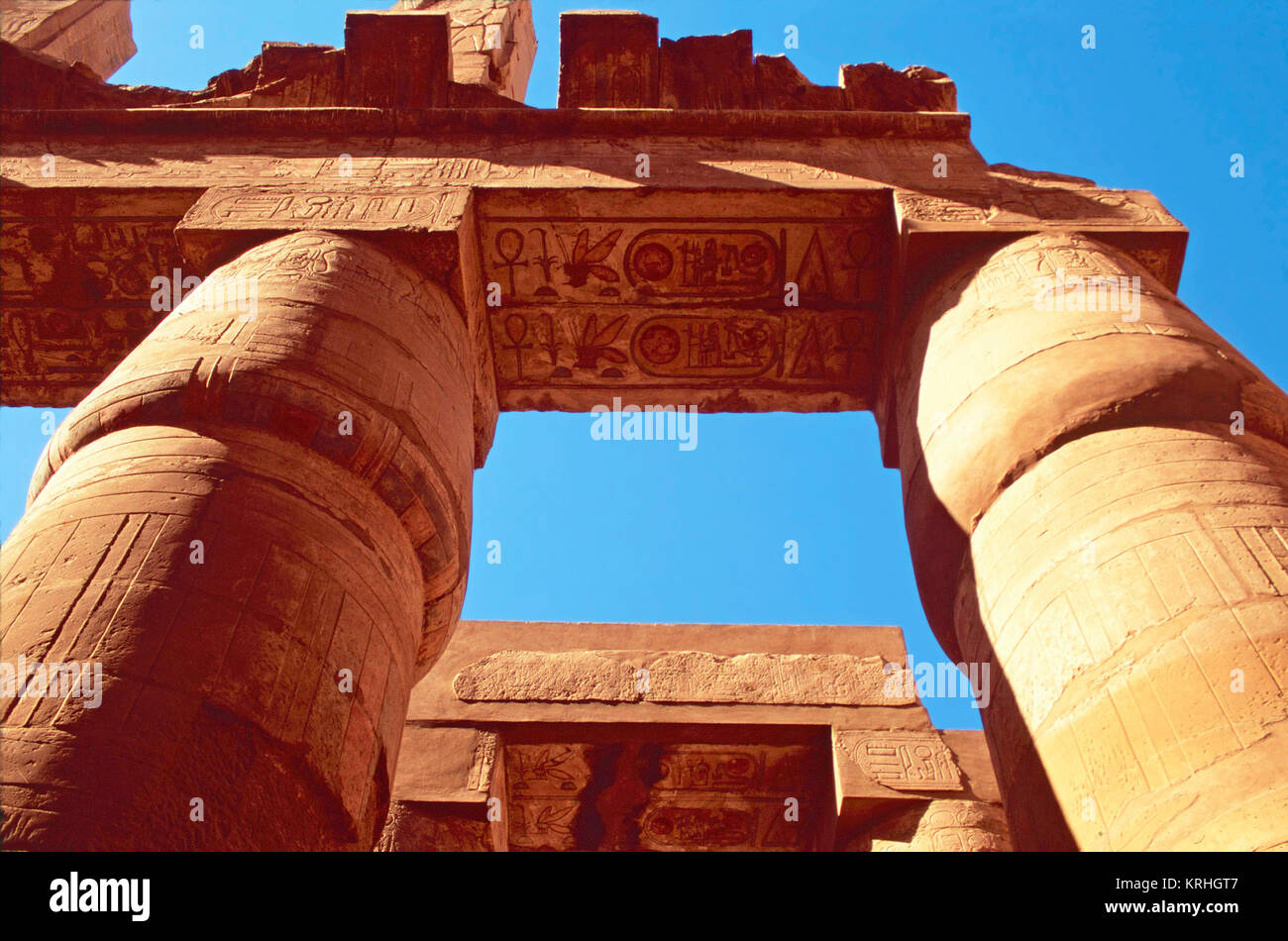 Große hypostyle Halle, Tempel von Karnak, Ägypten Stockfoto