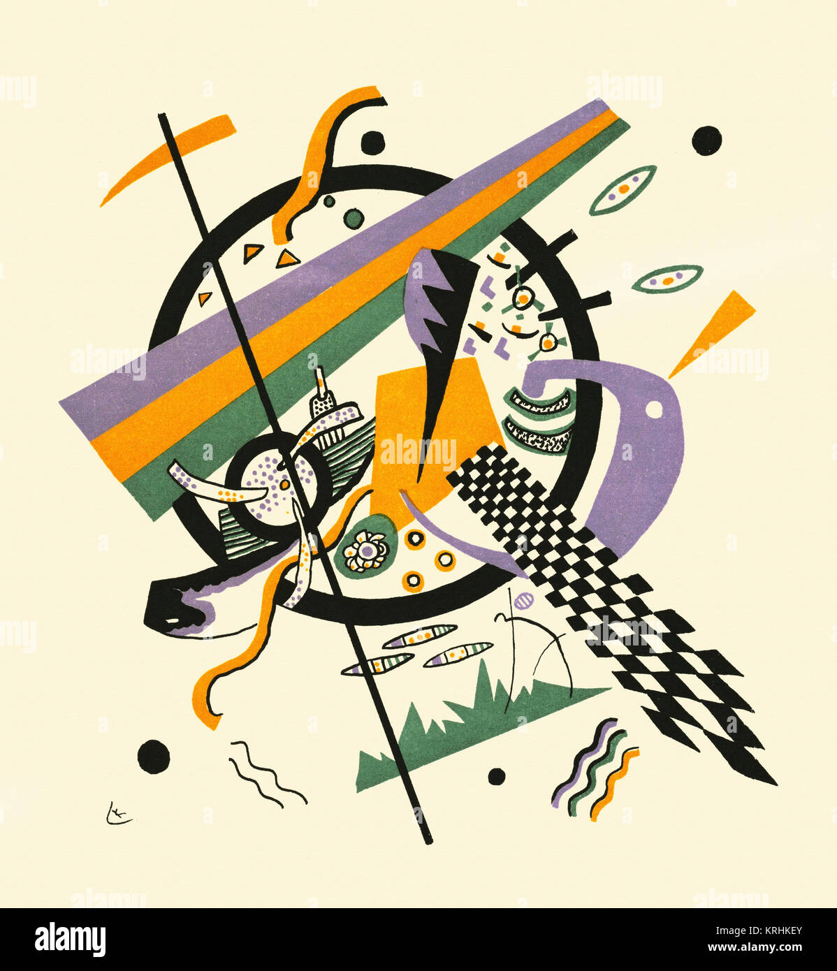 Wassily Kandinsky. (Französisch, geboren in Russland. 1866-1944). Kleine Welten IV (Kleine Welten IV) aus dem Portfolio Kleine Welten (Kleine Welten). (1922). Lithographie, Zusammensetzung (irreg.): 10 1/2 x 10 1/16" (26,6 x 25,6 cm); Blatt: 13 1/4 x 11 3/8" (33,6 x 28,9 cm). Herausgeber: PropylŠen-Verlag, Berlin. Drucker: Staatlichen Bauhaus Weimar. Auflage: 230 im Jahre 1922 (1-30 Deluxe Edition auf Japan veröffentlicht und BŸtten 31-230 auf Papier). Geschenk von Abby Aldrich Rockefeller. © 2008 Artists Rights Society (ARS), New York/ADAGP, Paris Stockfoto