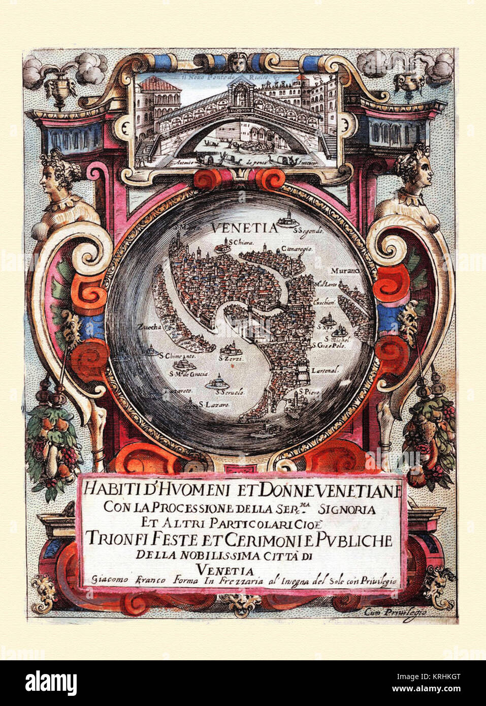 Portada-Habiti d'hvomeni et Donne venetiane 1609 Stockfoto