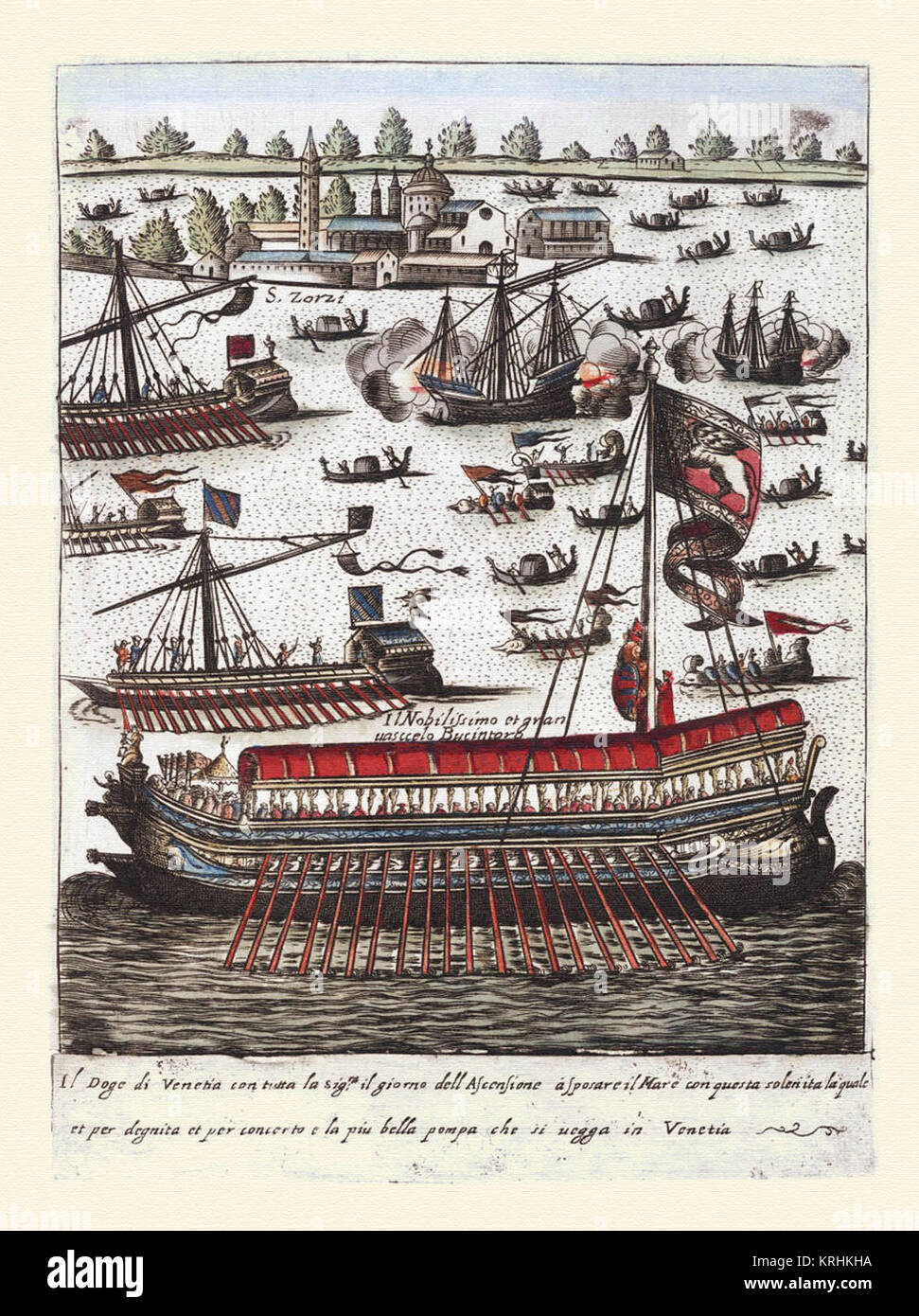 Cortejo del Dux & Honoratioren De Venecia el Dia de la Ascension-Habiti d'hvomeni et Donne venetiane 1609 Stockfoto