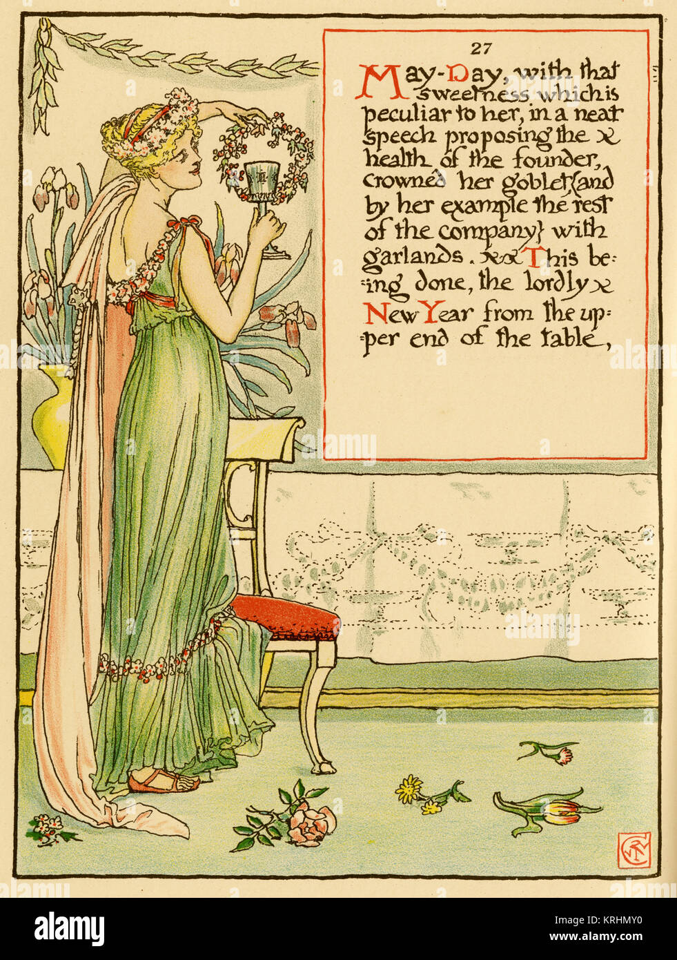 Klassisch Frau einen Pokal als Tag der gekleidet Stockfoto