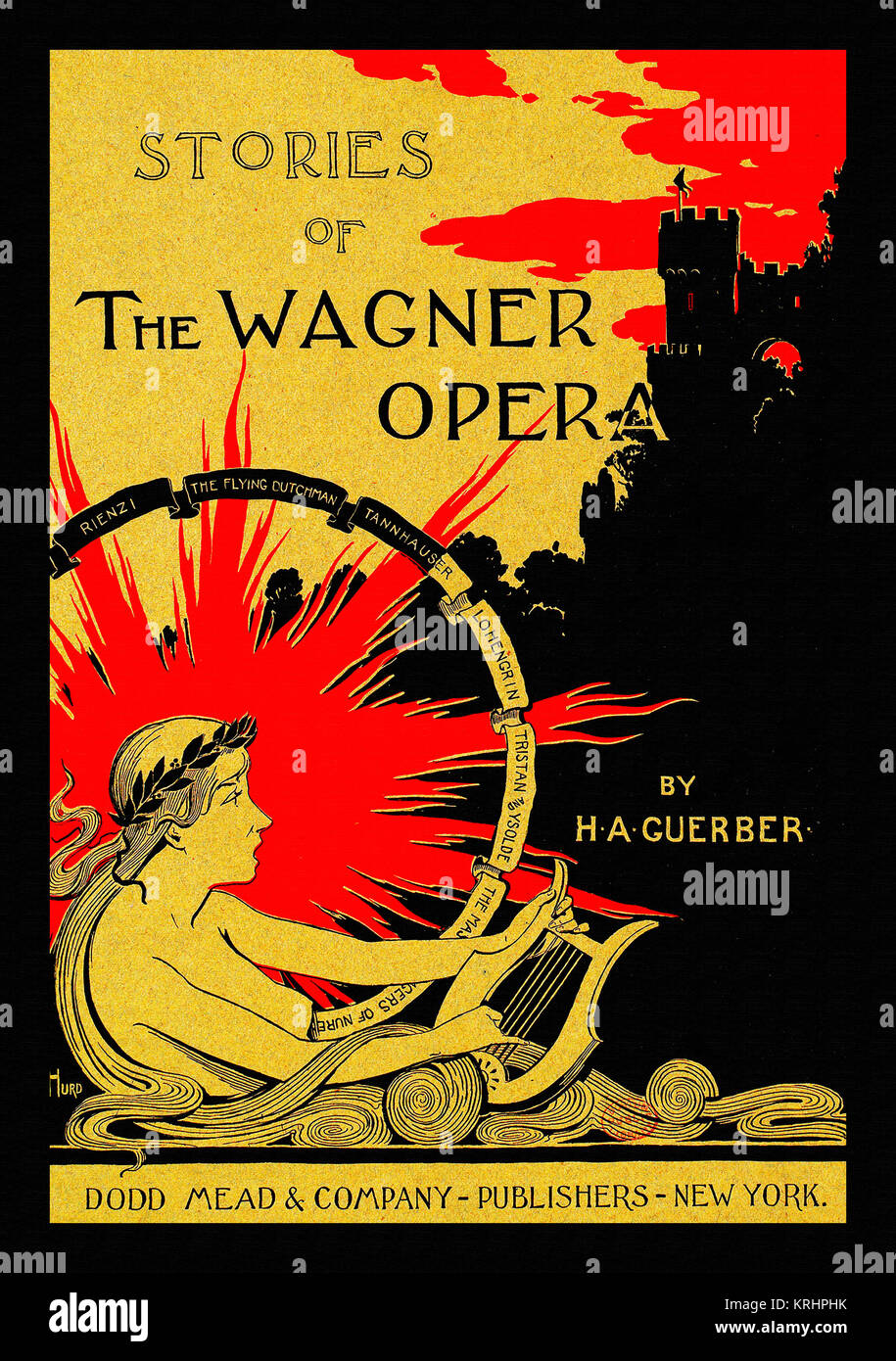 Eine Frau singt während der Wiedergabe einer Leier. Stockfoto