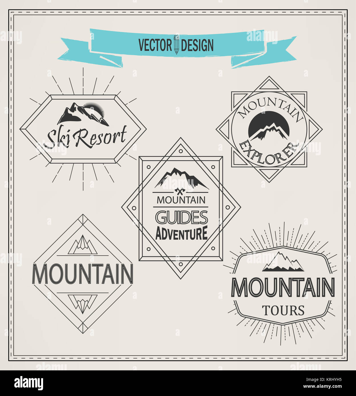 Vector mountain Logos und Embleme Stockfoto