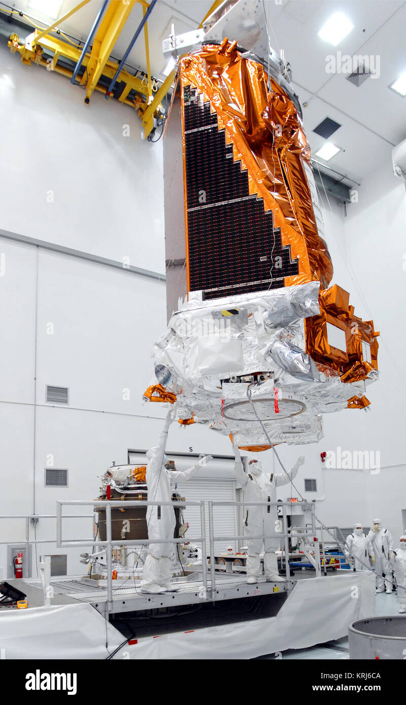 Kepler setzte mit einem Kran an der dritten Stufe der Delta II Stockfoto