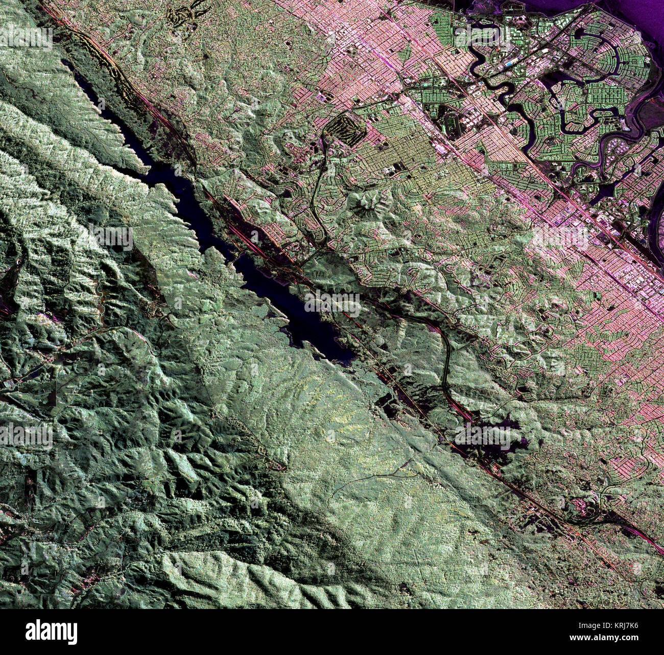 Konvertiert der PNM-Datei NASA Radar 3-D-Ansicht der San Andreas Störung Stockfoto