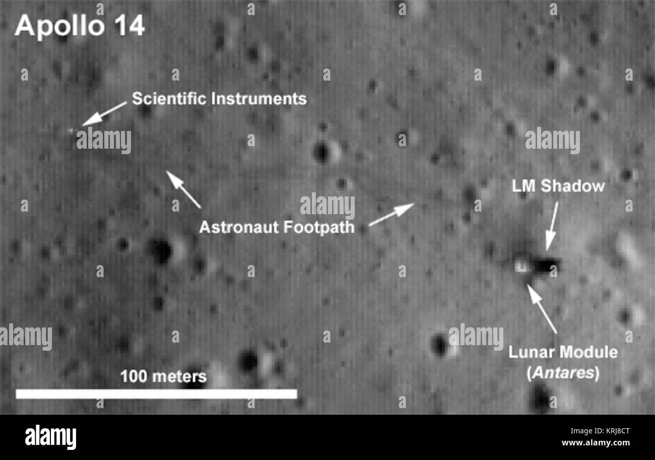 LRO Apollo 14 Landegebiet 369228 Main ap 14 mit der Bezeichnung 540 Stockfoto