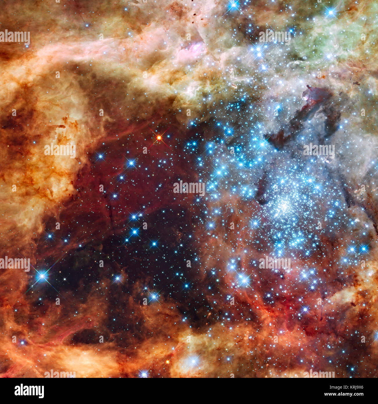 Grand star-forming Region R 136 in NGC 2070 (sichtbaren und ultravioletten, aufgenommen vom Hubble Space Telescope) Stockfoto