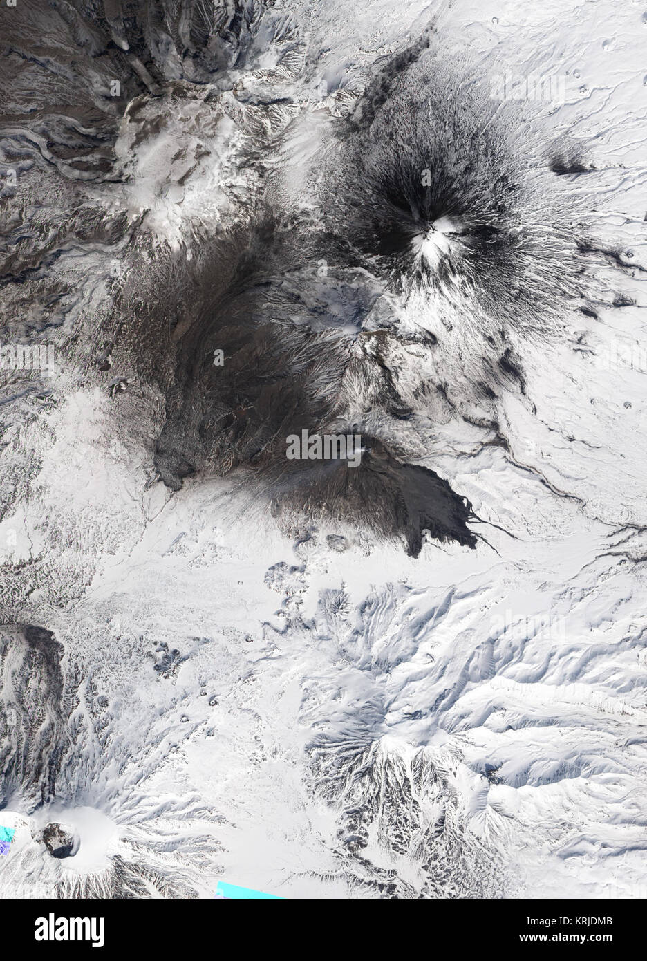 IDL-TIFF-Datei Bezymianny Volcano natürliche Farbe Stockfoto