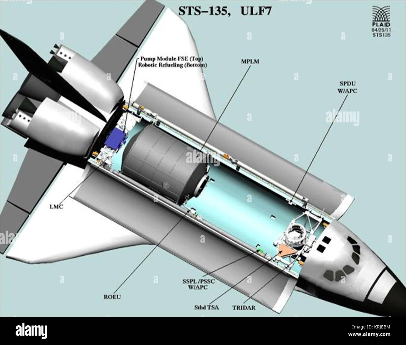 STS-135 Nutzlast Übersicht Stockfoto