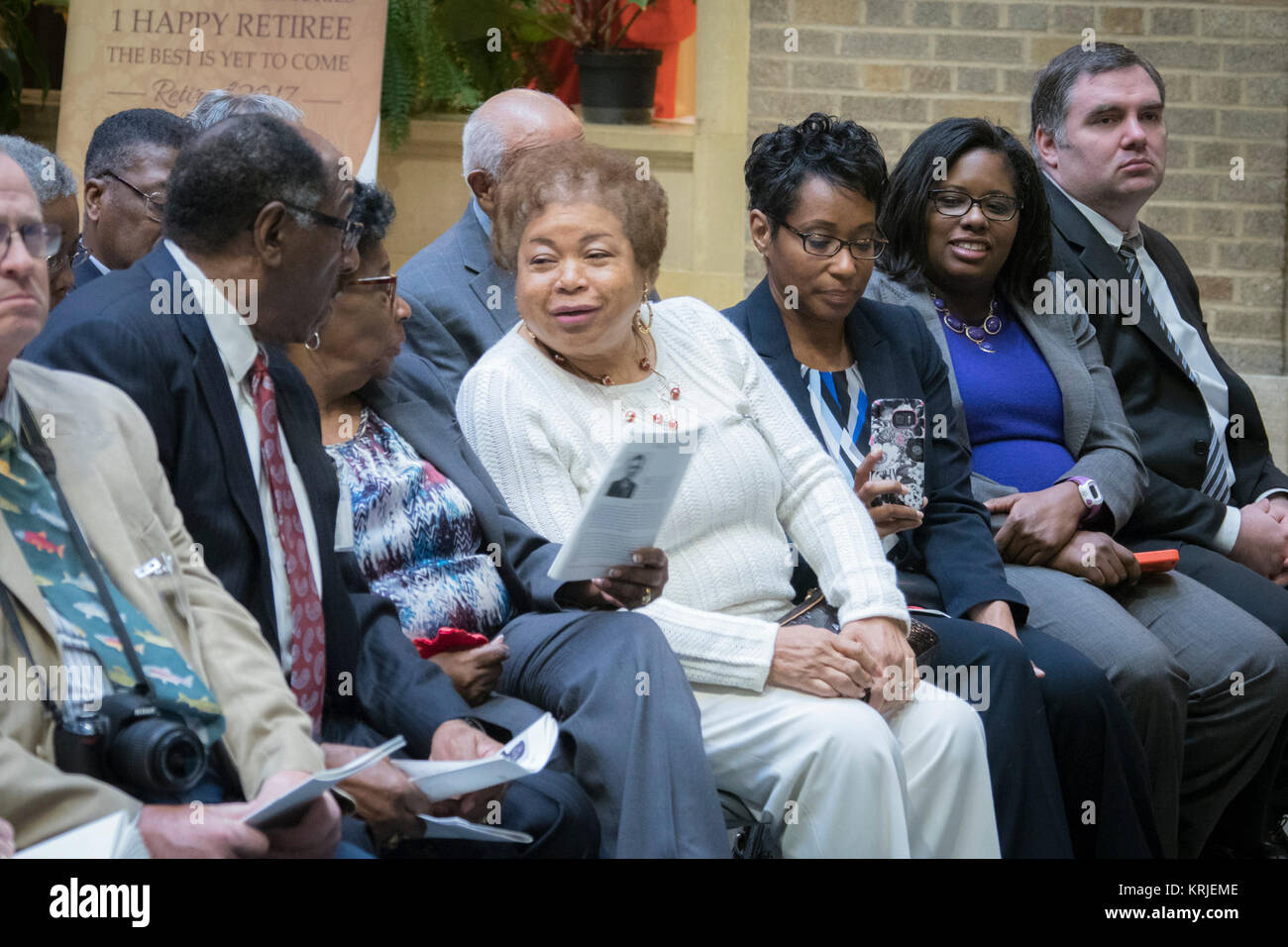 Das US-Landwirtschaftsministerium (USDA) Natürliche landwirtschaftliche Statistiken Service (NASS) die Auszeichnungen für herausragende Leistungen und Hall of Fame Induktion Zeremonie auf der Terrasse des in Washington, D.C., am Freitag, den 15. Dezember 2017 halten. Während der Zeremonie, NASS eingesetzt William (Bill) Kibler und Alfonzo Ablassen in die NASS Hall des Ruhmes und anerkannten Leistungen der Agentur sowie die hervorragende Arbeit von NASS Personal und der Nationalen Vereinigung der Staatlichen Abteilung für Landwirtschaft (NASDA) Enumeratoren. Stockfoto
