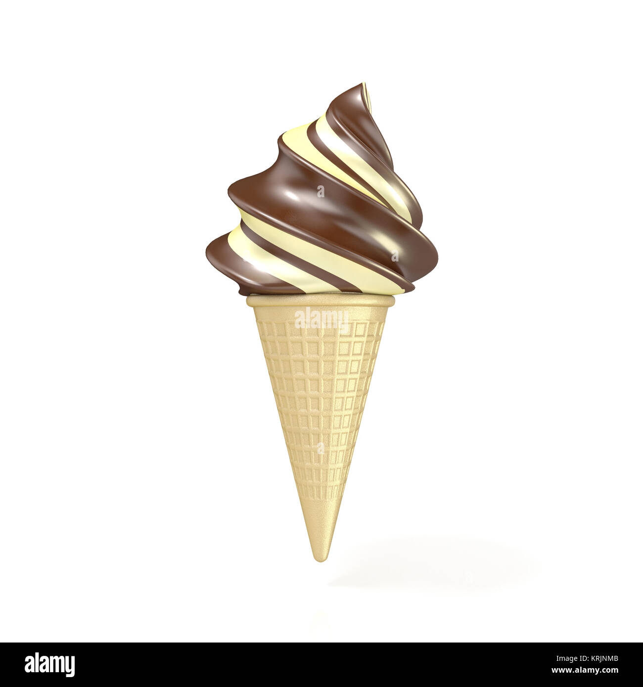 Weiche dienen, Schokolade und Vanille Eis. 3D Stockfoto