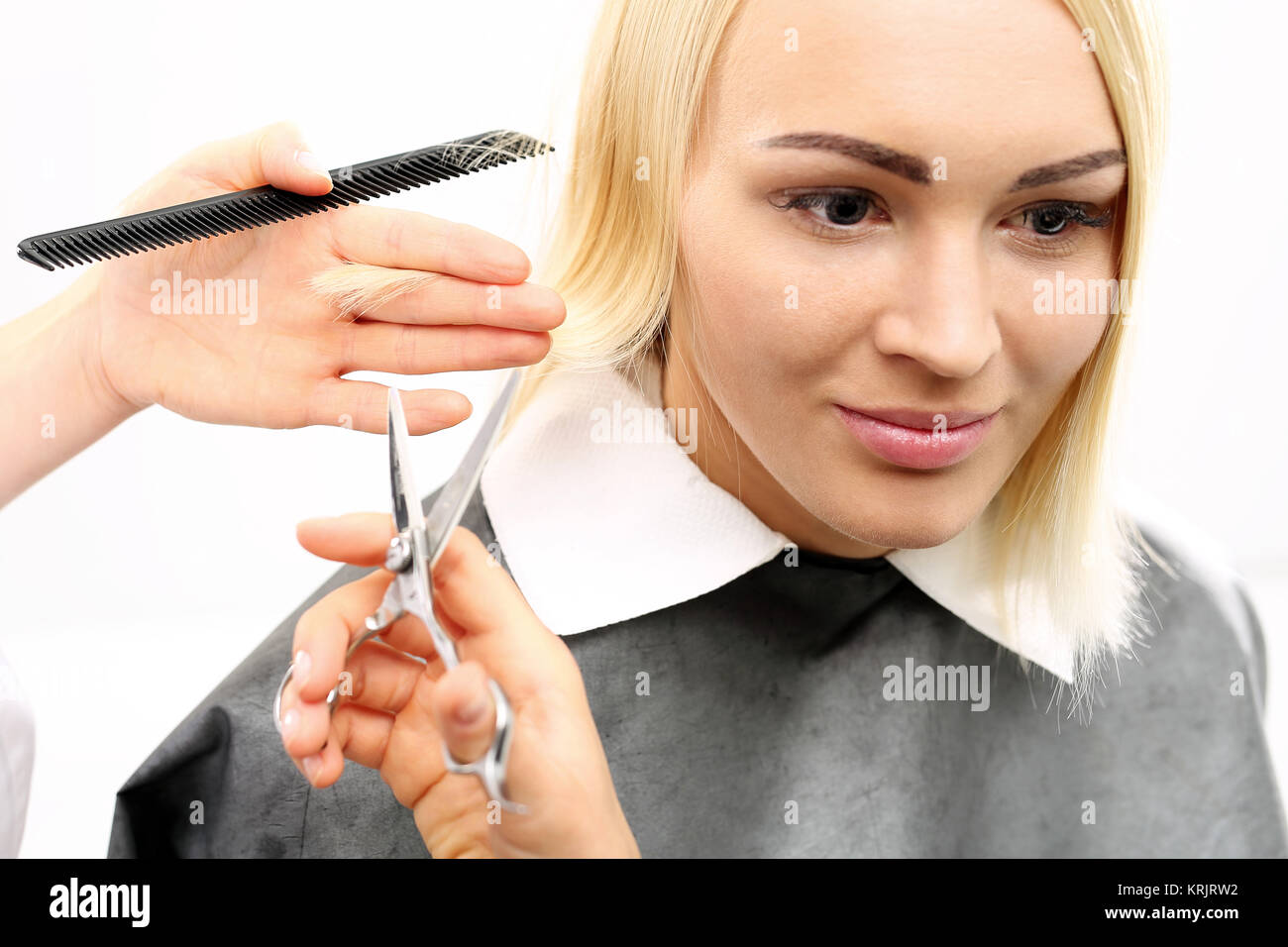 Die Frau an der Friseur. Beruf Friseur. Stockfoto