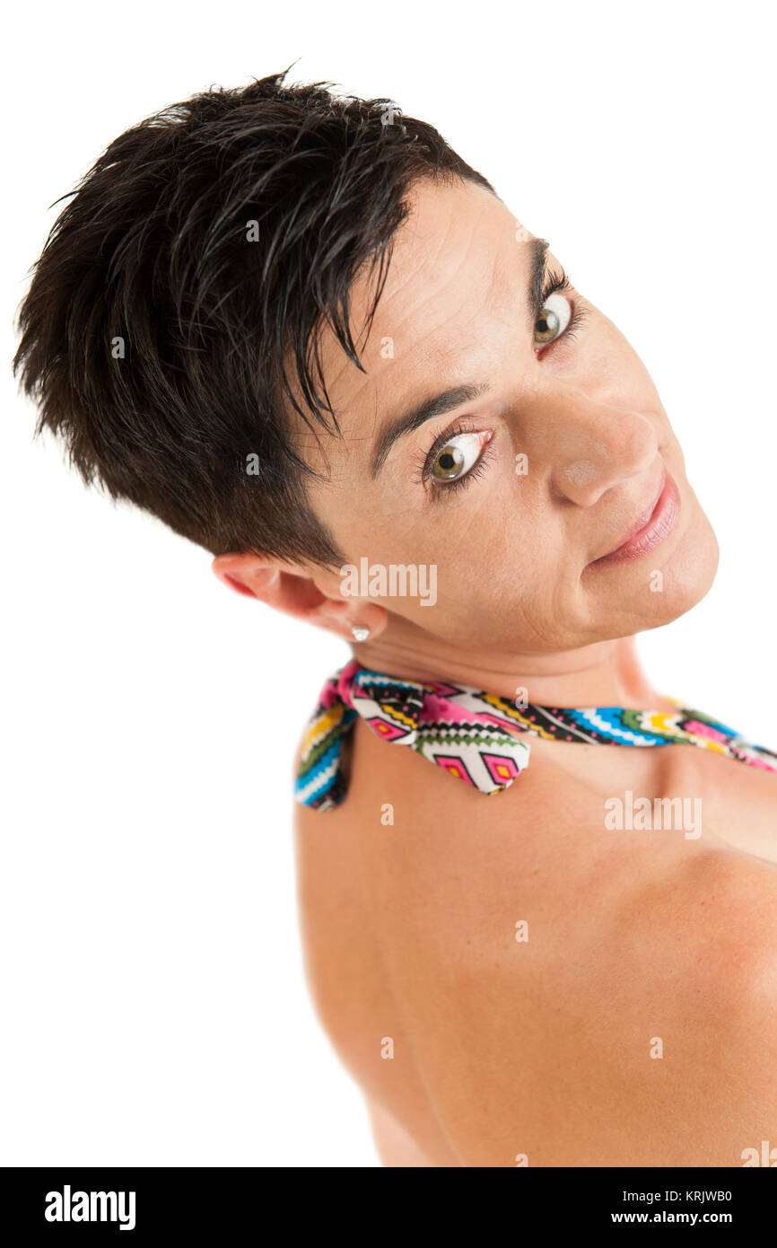 Blick über die Schulter hoch Stockfoto