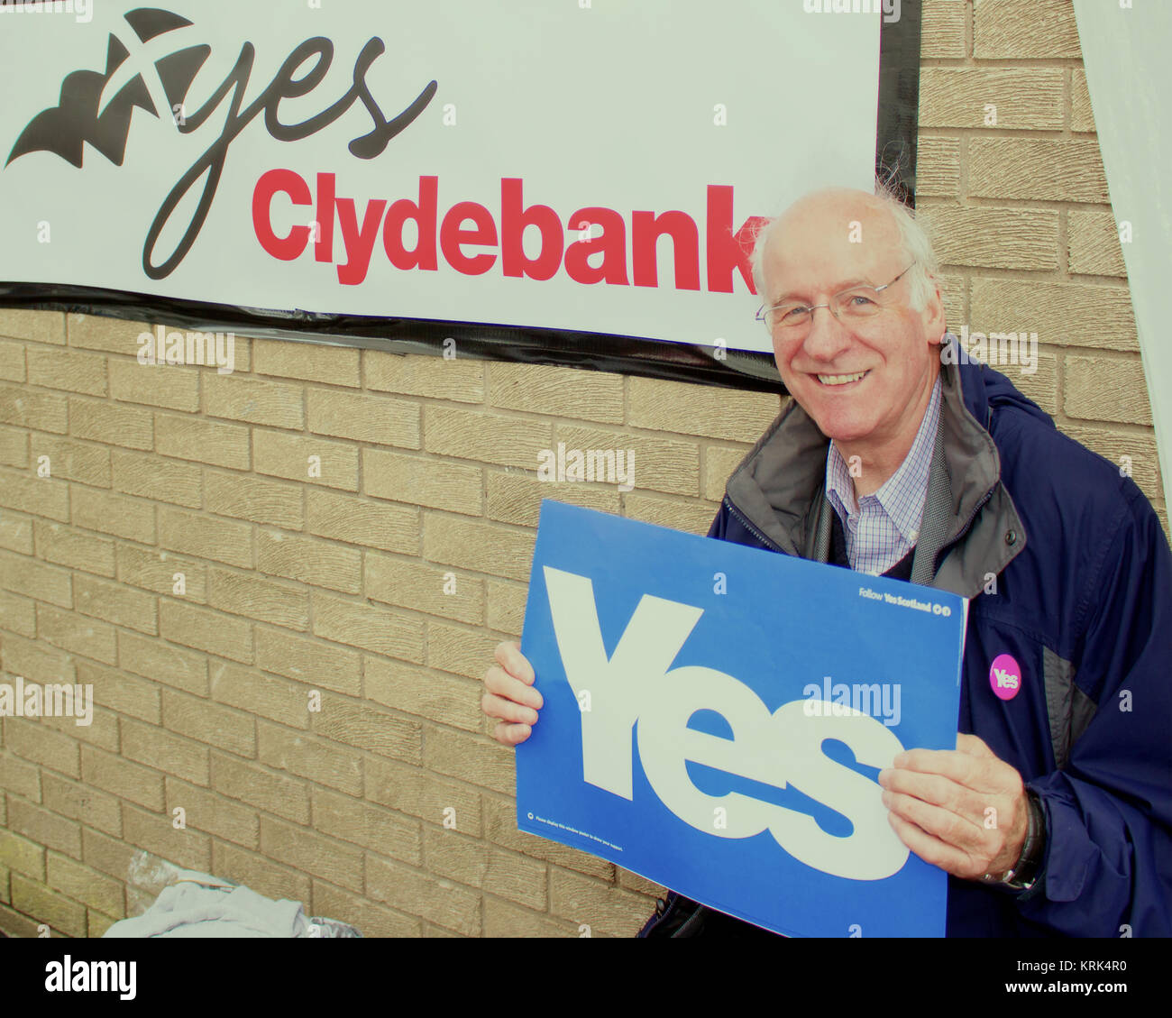 Gil Paterson, MSP für Clydebank und Milngavie, Kampagnen für Ja Clydebank am 16 August, 2014, Clyde Einkaufszentrum, Clydebank, Schottland Stockfoto