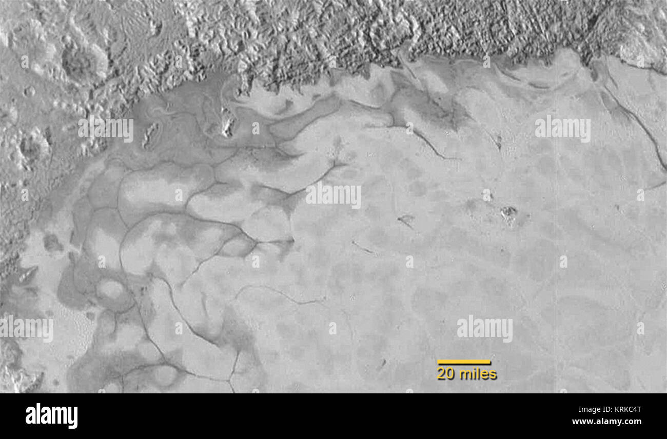 Stickstoff fließt das Eis auf Pluto - wiederausfuhrbescheinigung Stockfoto