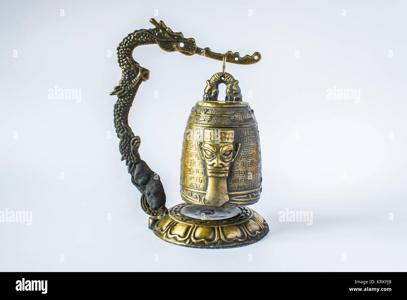 Chinese Temple bell Miniatur auf weißem Hintergrund Stockfoto