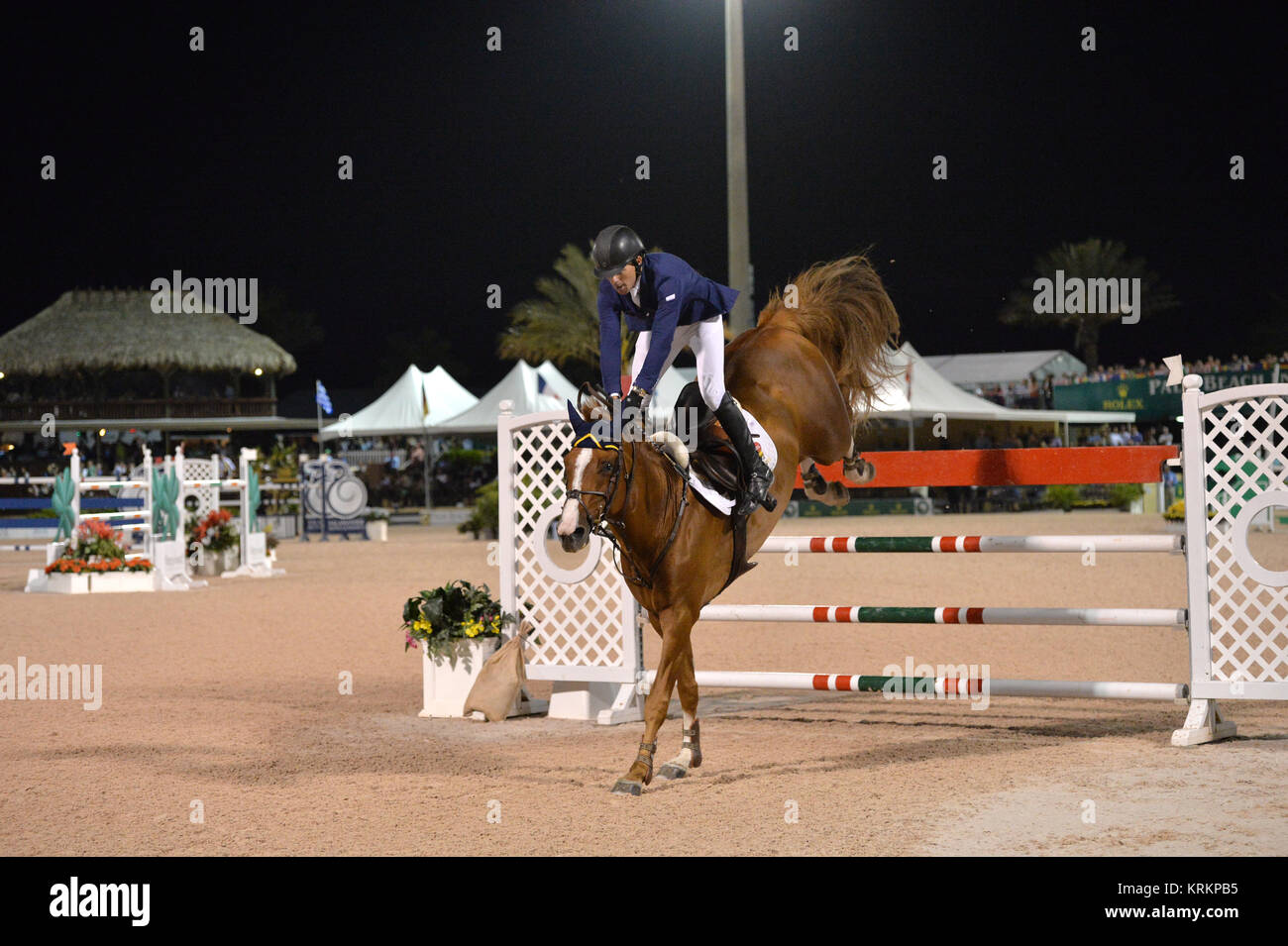 WELLINGTON, FL - 14. März: Conor Swail Teilnehmer der $ 127.000 Horseware Irland Grand Prix auf dem Winter Equestrian Festival in Palm Beach International Equestrian Center am 14. März in Wellington, Florida 2015. Personen: Conor Swail Stockfoto