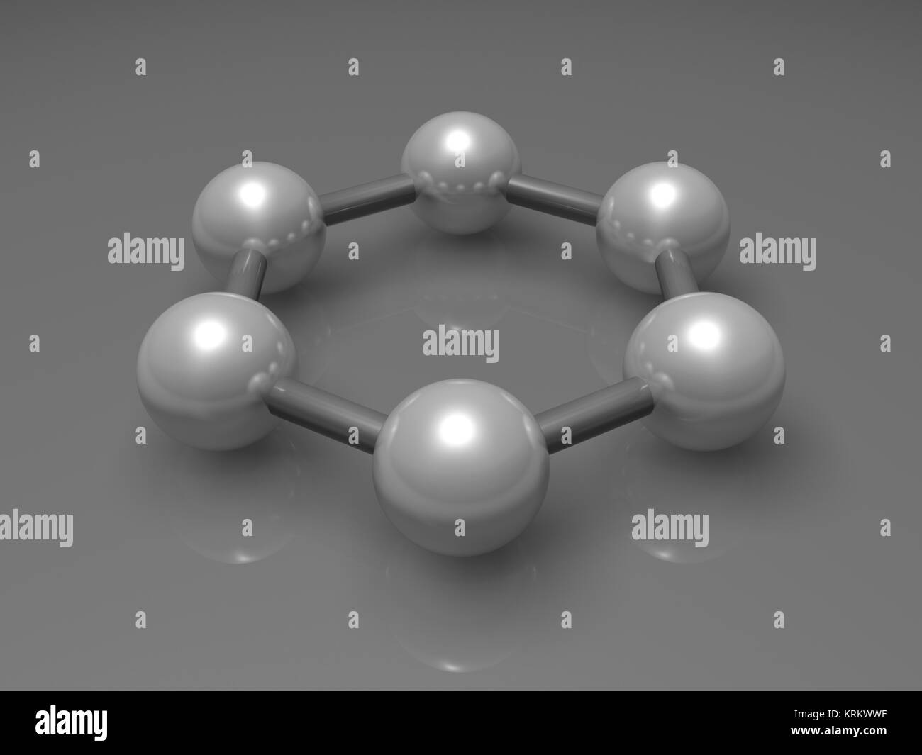 H6 Graphen aromatische Cluster, schematische molekularen Modell. Hexagonale Struktur aus Kohlenstoffatomen. 3D-Darstellung Stockfoto