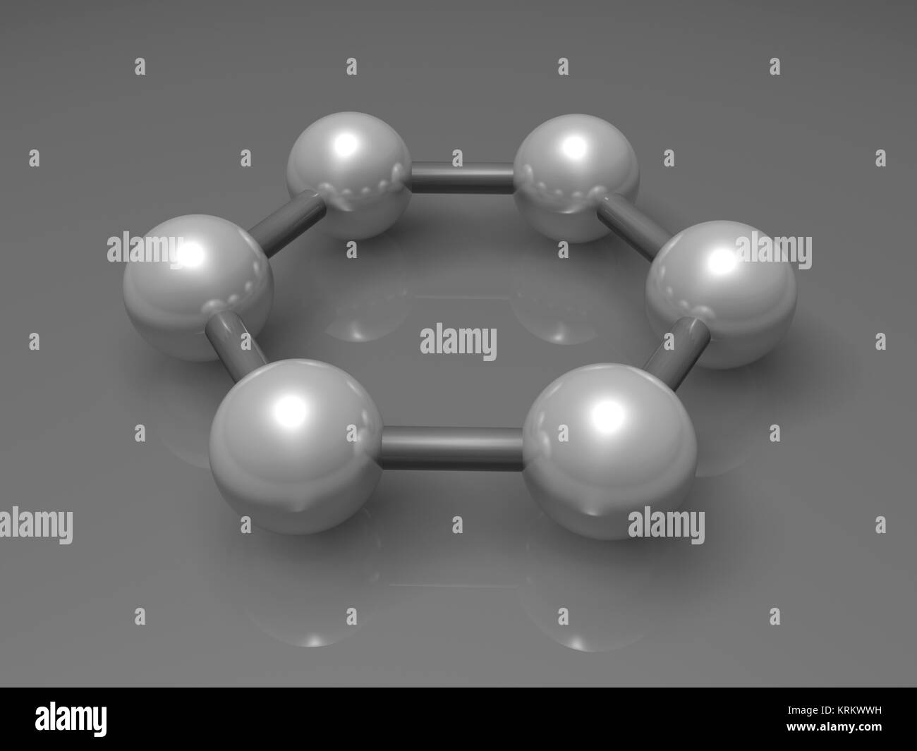 H-Graphen aromatische Cluster, schematische molekularen Modell. Hexagonale Struktur aus Kohlenstoffatomen. 3D-Darstellung Stockfoto