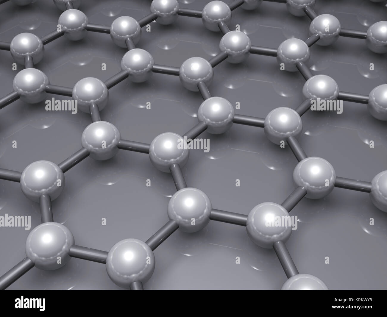 Graphenschicht Struktur molekularen Modell, sechseckigen Gitter aus Kohlenstoffatomen. 3D-Darstellung Stockfoto