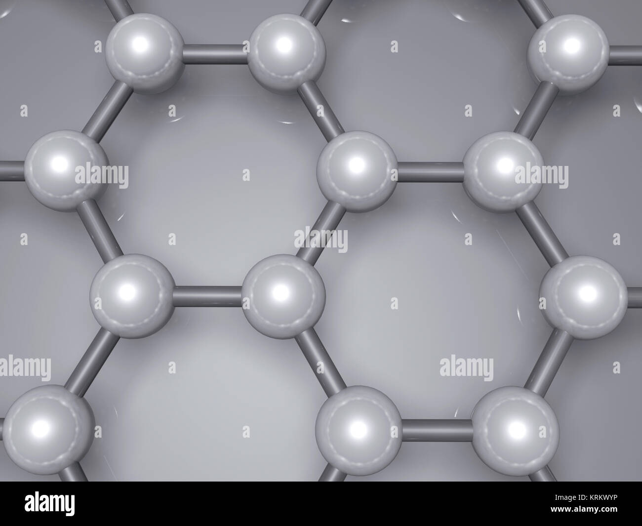 Graphenschicht Fragment, schematische molekularen Modell, sechseckigen Gitter aus Kohlenstoffatomen. 3D-Darstellung Stockfoto