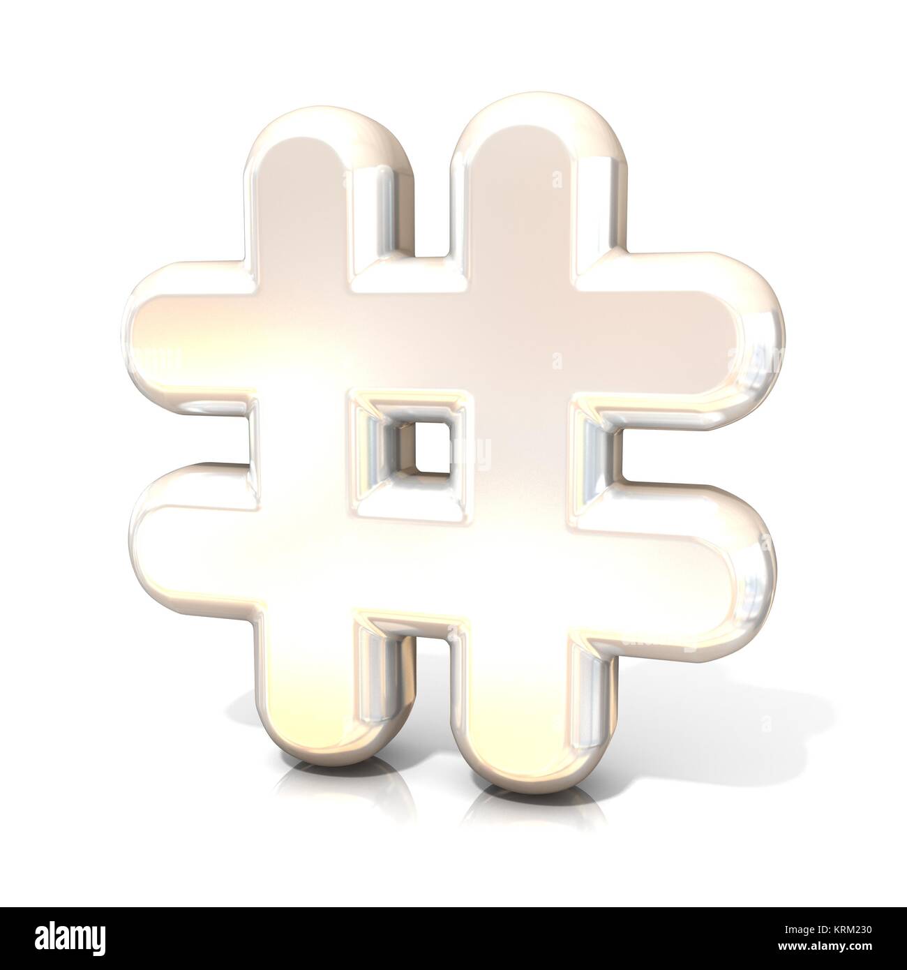 Hashtag, Anzahl Mark 3D-weißes Schild Stockfoto