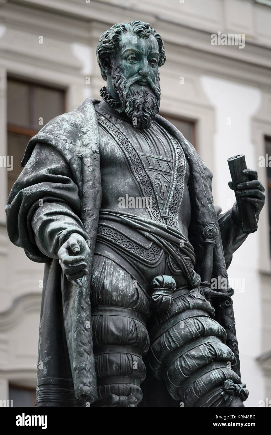 Denkmal von johann jakob fugger in augsburg Stockfoto