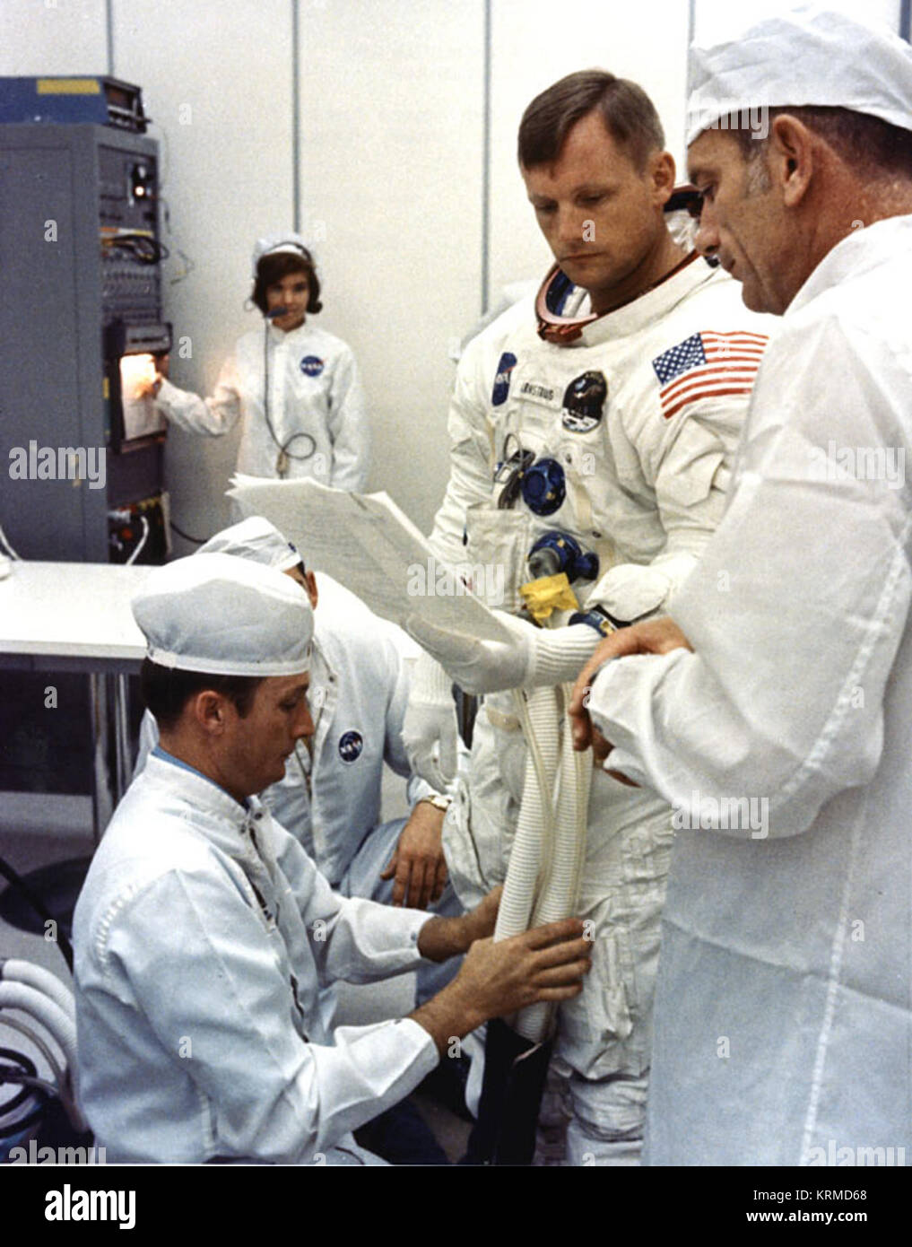 Neil Armstrong und Deke Slayton in der Diskussion Stockfoto