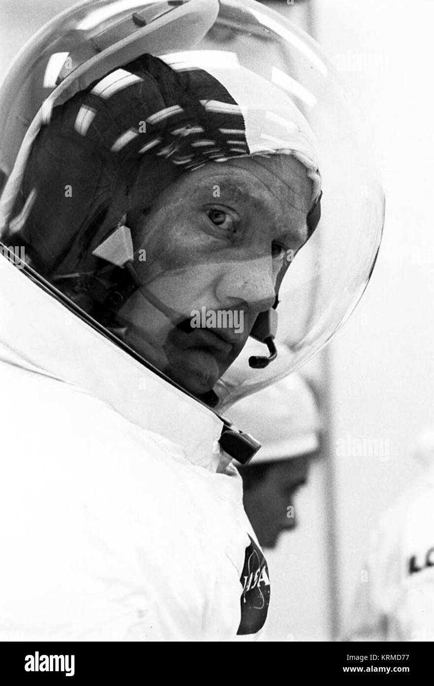 Buzz Aldrin während der Klage vor einem Countdown Demonstration Test Stockfoto