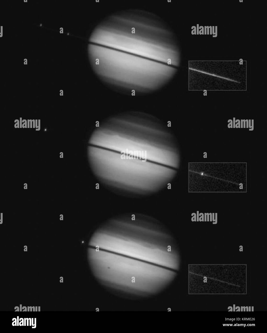 PIA 01276 Hubble Views Saturn Ring-Plane Crossing (7/8) Stockfoto