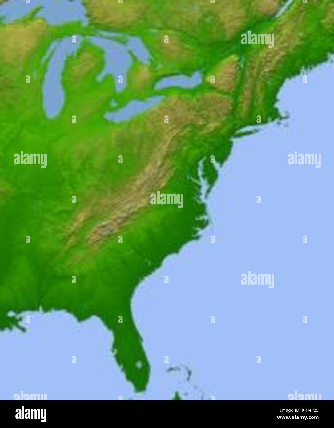 Karte. USA Relief Osten Stockfoto