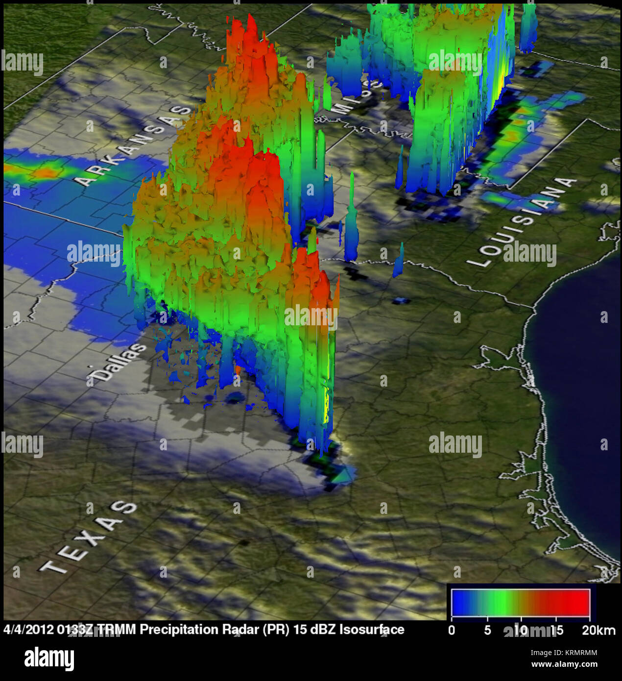 Die NASA-Satelliten TRMM sieht Tornadic Texas Stürme in 3-D (7048613659) Stockfoto
