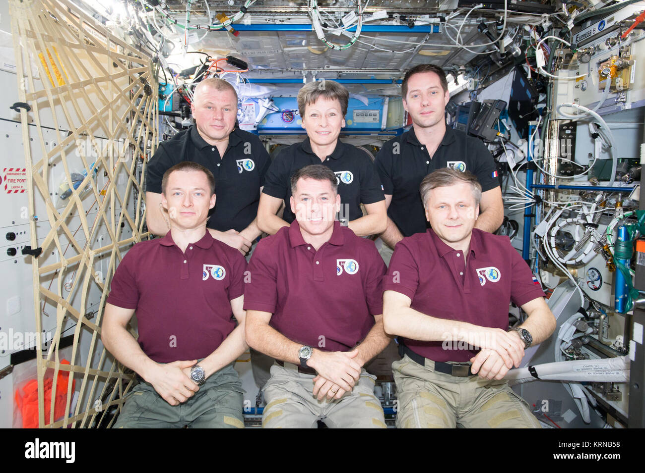 Expedition 50 Crew an Bord Portrait in der Schicksal lab Stockfoto