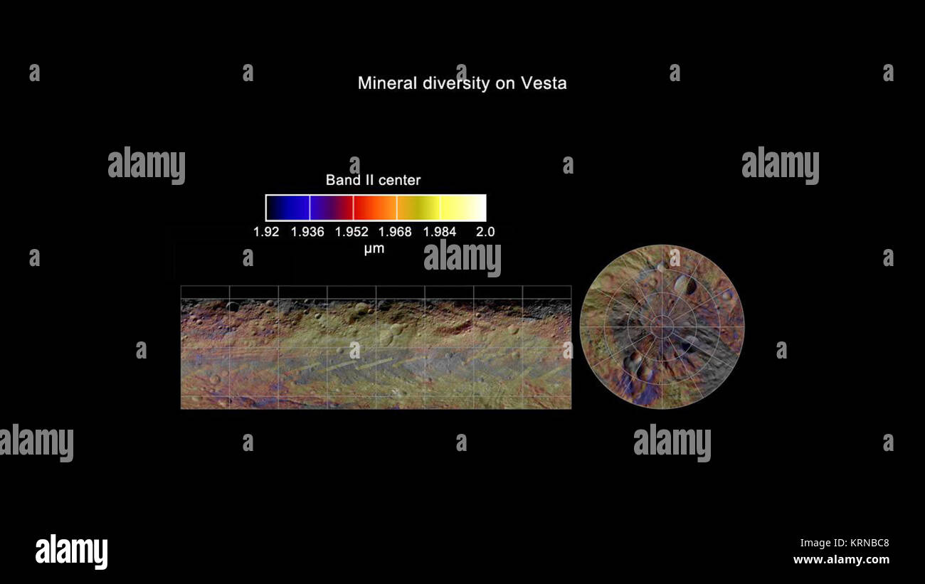 PIA 15669 - Globale Mineral Karte von Vesta Stockfoto PIA 15669 - Globale Mineral Karte von Vesta Stockfoto