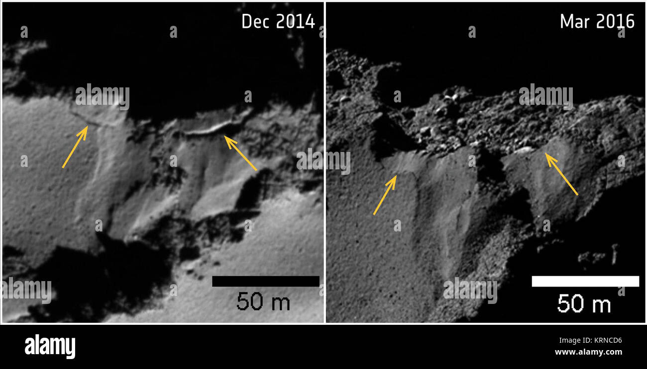 PIA 21564 - Klippe stürzt auf der Kometensonde Rosetta Stockfoto