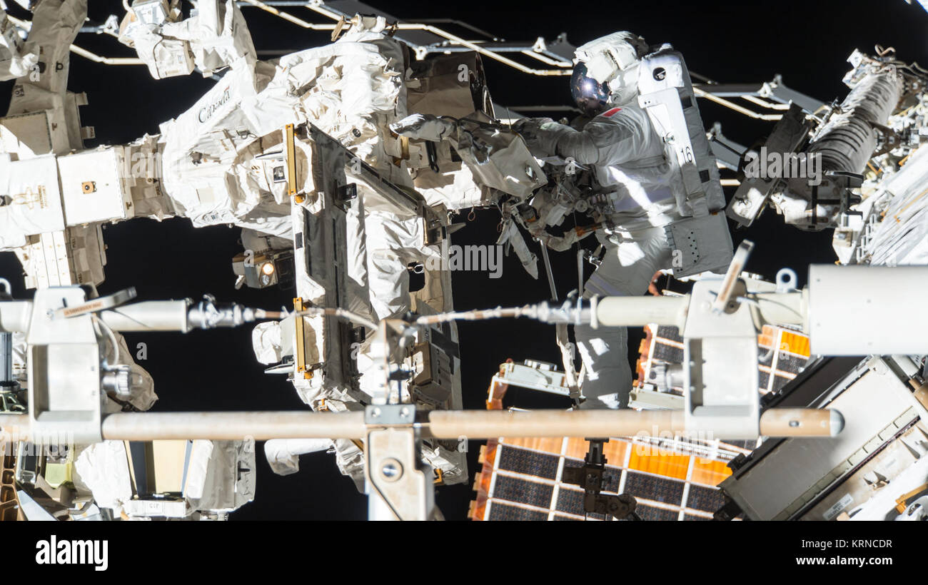 ISS-50 EVA-3 (d) Thomas Pesquet auf Dextre Stockfoto
